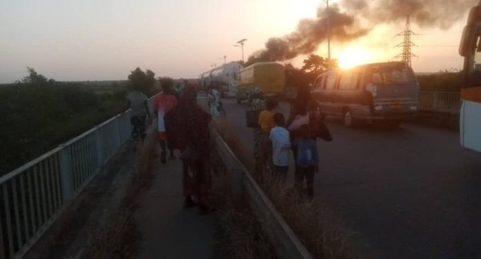 Two vehicles catch fire after head-on collision at Yapei