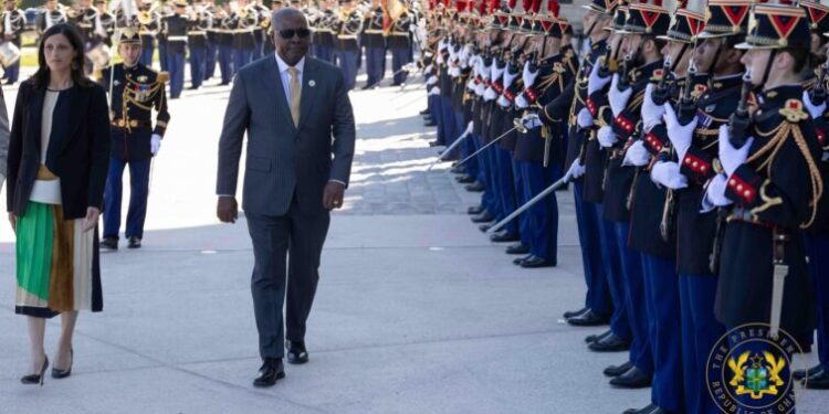 Photos: Mahama receives full state welcome in Paris ahead of talks with French President Macron